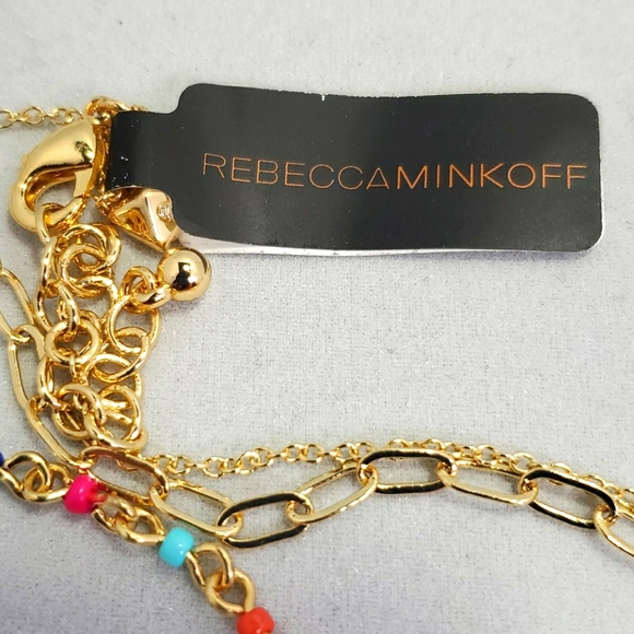 Rebecca Minkoff - Layered Collar Necklace with Multi Seed Beads Gold/War… - Picture 5 of 6